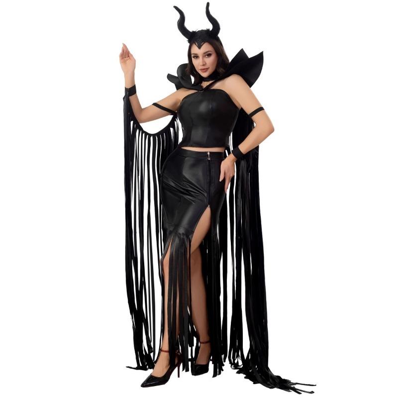 Halloween new sleeping spell evil witch costume tassel model punk wind horn vampire