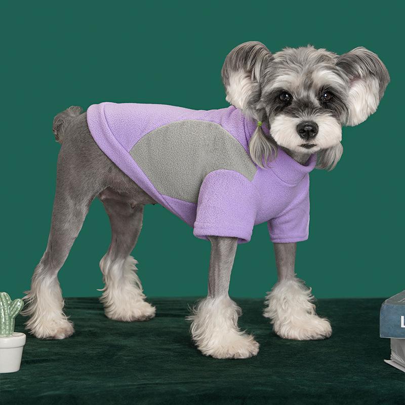 Cross-Border Pet Dog & Cat Plus Velvet Warm Color Block Pullover with Traction Hole, Two-Legged Sweatshirt for Autumn/Winter