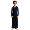 Boys Lyrical Dance Outfit Long Sleeve V-neck Back Invisible Zipper Bosyduit with Split Mesh Pants