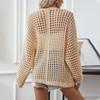 Solid color hollow sweater autumn new European and American loose long-sleeved sweater women's coat