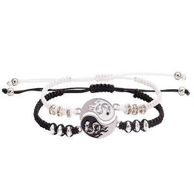 2 Stück/Set Drachen Tai Chi Geflochtenes Armband Für Frauen Männer Beste Freunde Verstellbare Yin Yang Armbänder Paarschmuck