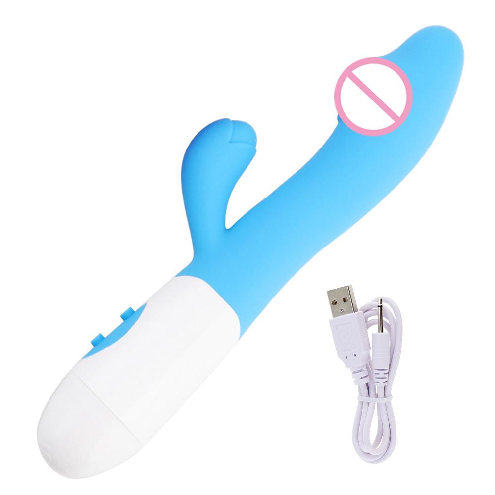 Rechargeable Dildo Rabbit Vibrator Dual Vibration G Spot Vagina Massager AV Stick Clitoris Sex Toys for Women Female Masturbator