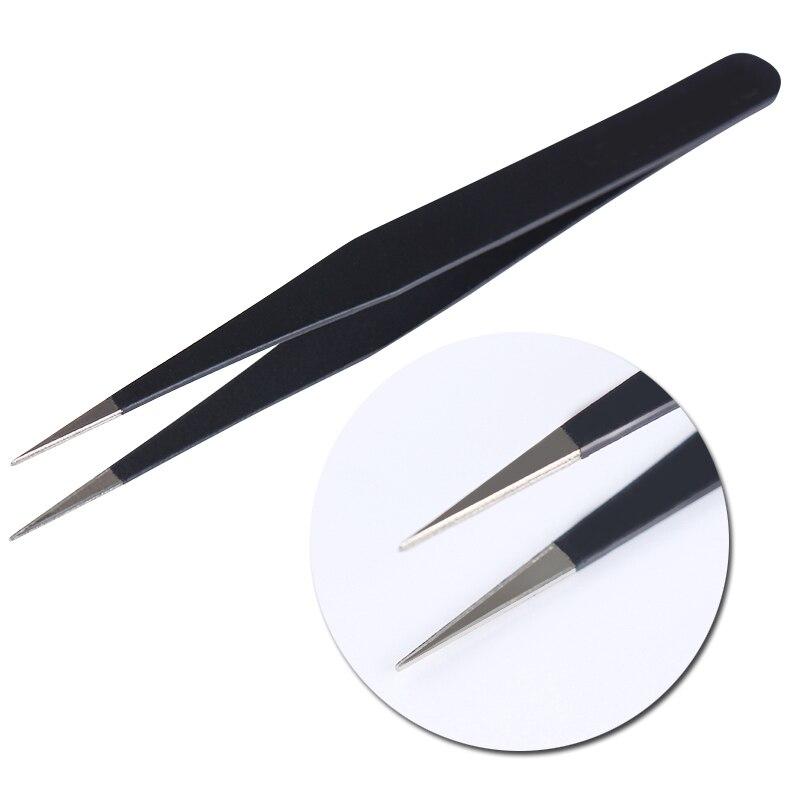 1Pc 2 Heads Straight Nail Tweezers with Silicone Pressing Head for 3D Sticker Rhinestones Water Sticker Picker Nails Tools