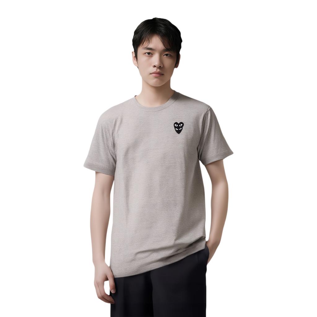CDG Play T-Shirts Unisex Gray Crew Neck Moderate AZT296-051
