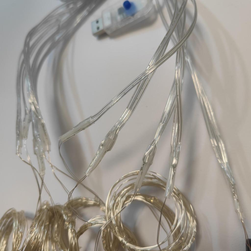 LED Copper Wire Curtain String Lights with USB & Remote, 3x3m, for Christmas, Wedding, Bedroom Decor