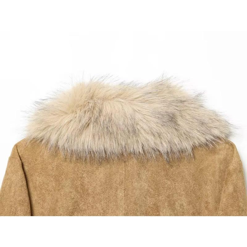 Faux Fur Suede Blazers Women Faux Leather Women's Tailoring Blazers Winter Blazer Fitted Coats Jacket
