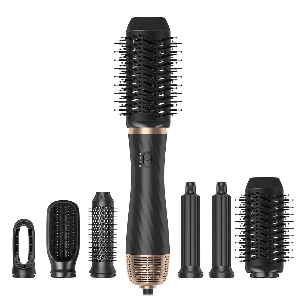 6-in-1 Hair Styler 1000W Fast Drying Motor Auto-Wrap Curling Iron Hot Air Brush Straightening Tools