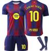 Barcelona Yamal Kids Football Jersey Set Sport Equipment Soccer Uniform Kit