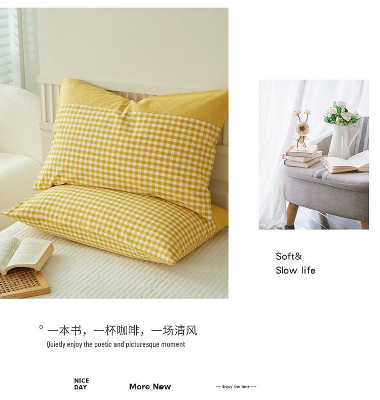 Sada 2 povlaků na polštáře z čisté bavlny barvené přízí, 48x74 cm, pro jednu osobu, povlaky na polštáře z prané bavlny.