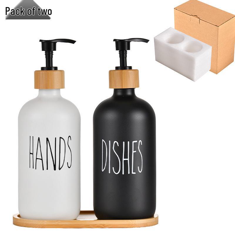 Verdickter Glas Handseifenspender mit Bambus Pumpkopf