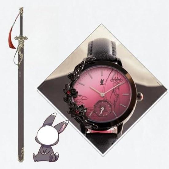 HYCOS Wei Wuxian Lan Wangji Wristwatch 12-hour System Quartz Watch Seiko Genuine Leather Strap Anime Style Moe Goods Cosplay Accessories Fashion Gift