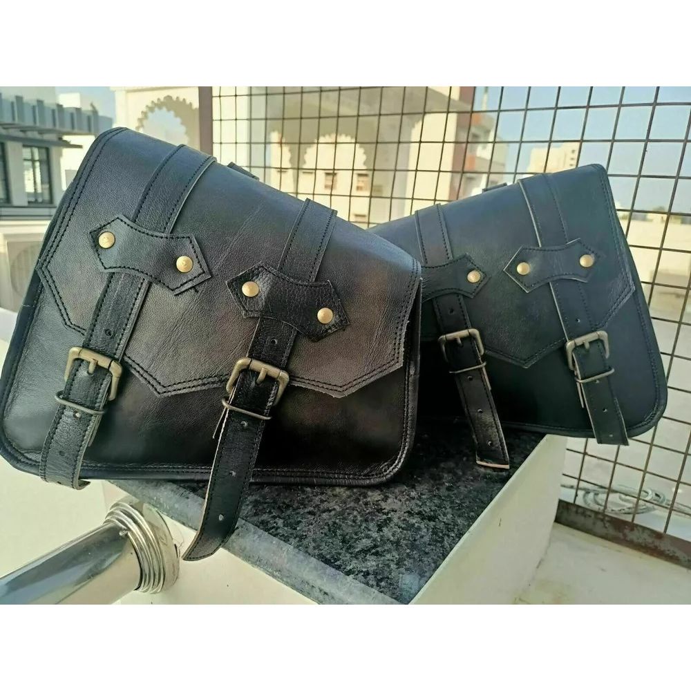 Motorrad Leder 2 Taschen Seite 1 Werkzeug Tasche Satteltaschen Sattel Packtaschen ( 3 Taschen)