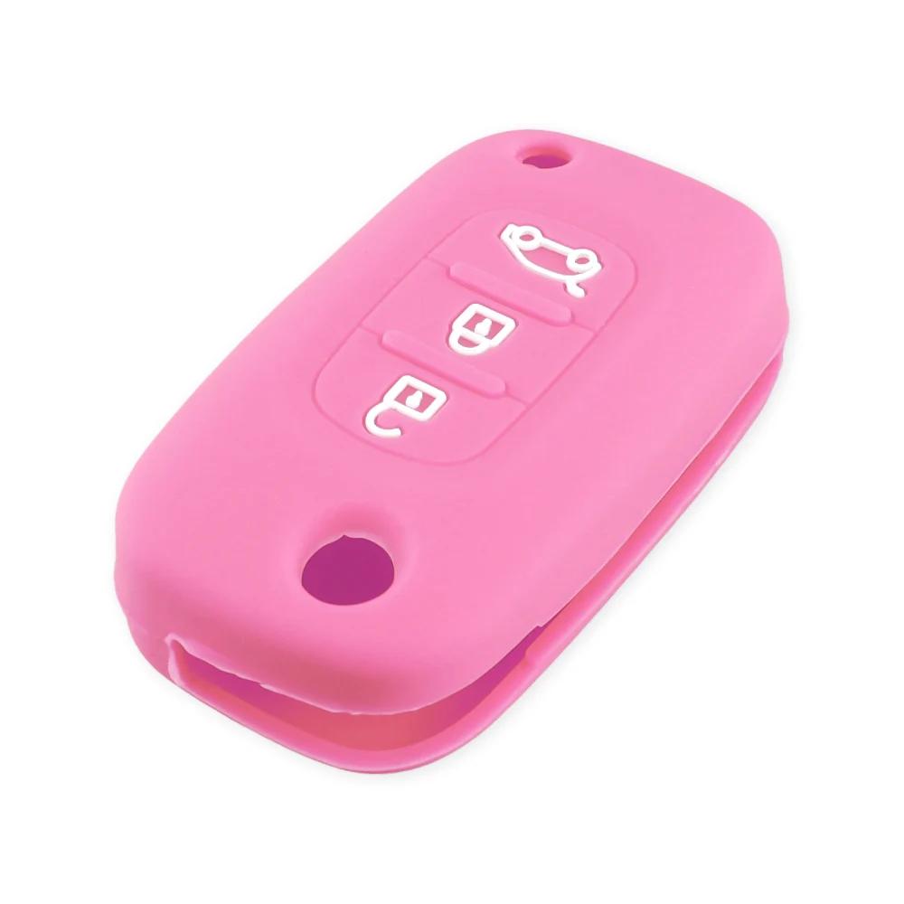 

KEYYOU Силиконовый чехол для ключа для LADA Vesta Granta XRay Kalina Priora Седан Спорт для Renault Fluence Clio Megane для Mercedes розовый