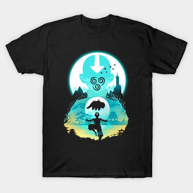 

Men Black Print T-shirt Airbender No-Cut Transfer Paper Print Cotton Tshirt 3XL чорний