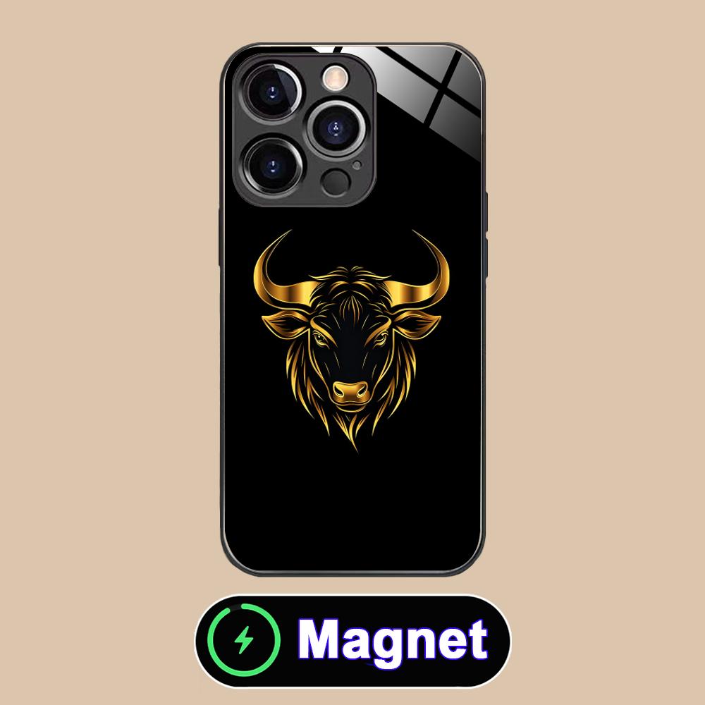 Bull Head Phone Case for iPhone 17 16 15 14 13 12 11 Air Pro Max Plus Mini Glass MagSafe Cover