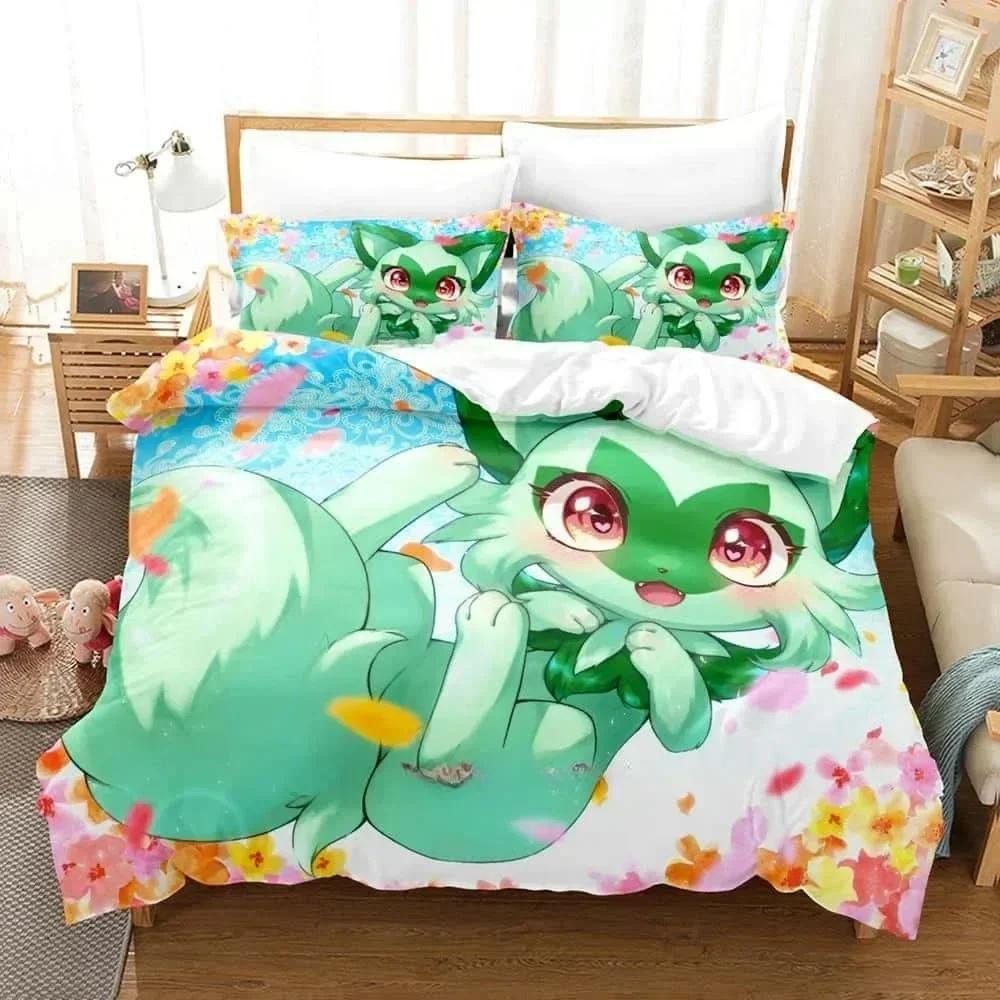 Anime Kawaii Girs Iono Bedding Set Printed Bed Set With Pillowcase Duvet Cover Soft Queen King Size Bedclothes Home Adult Kid