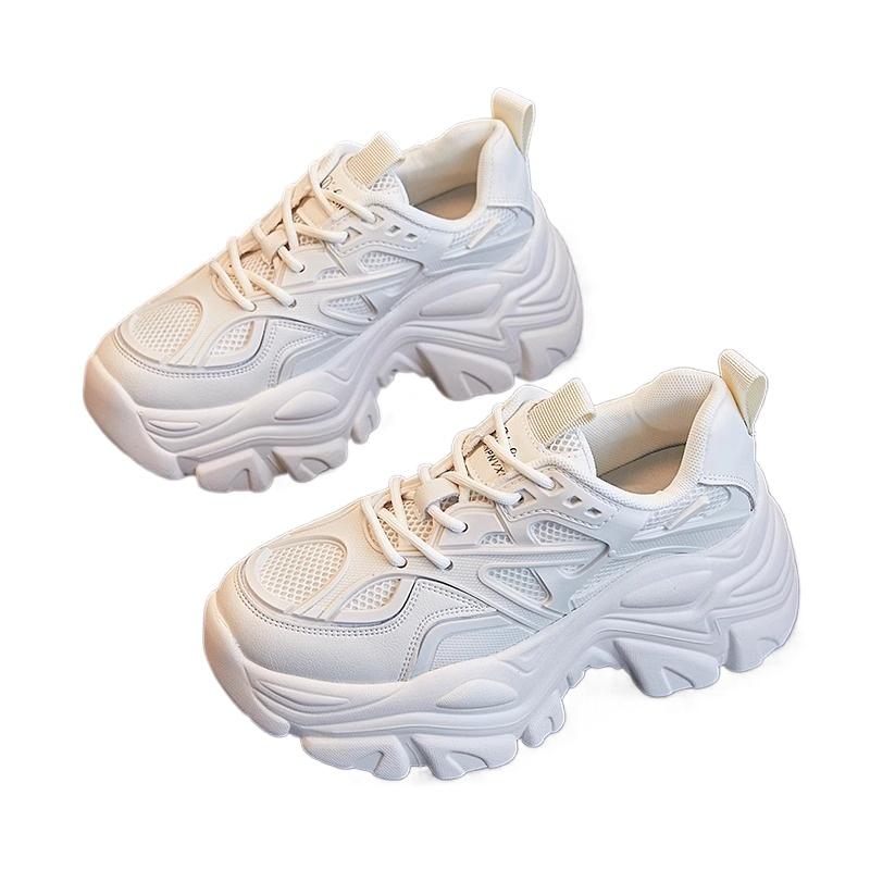 New Women New Fashion Platform Sport Shoes Women Summer Black Casual Chunky Sneakers Women Mesh Leather Platform Shoes