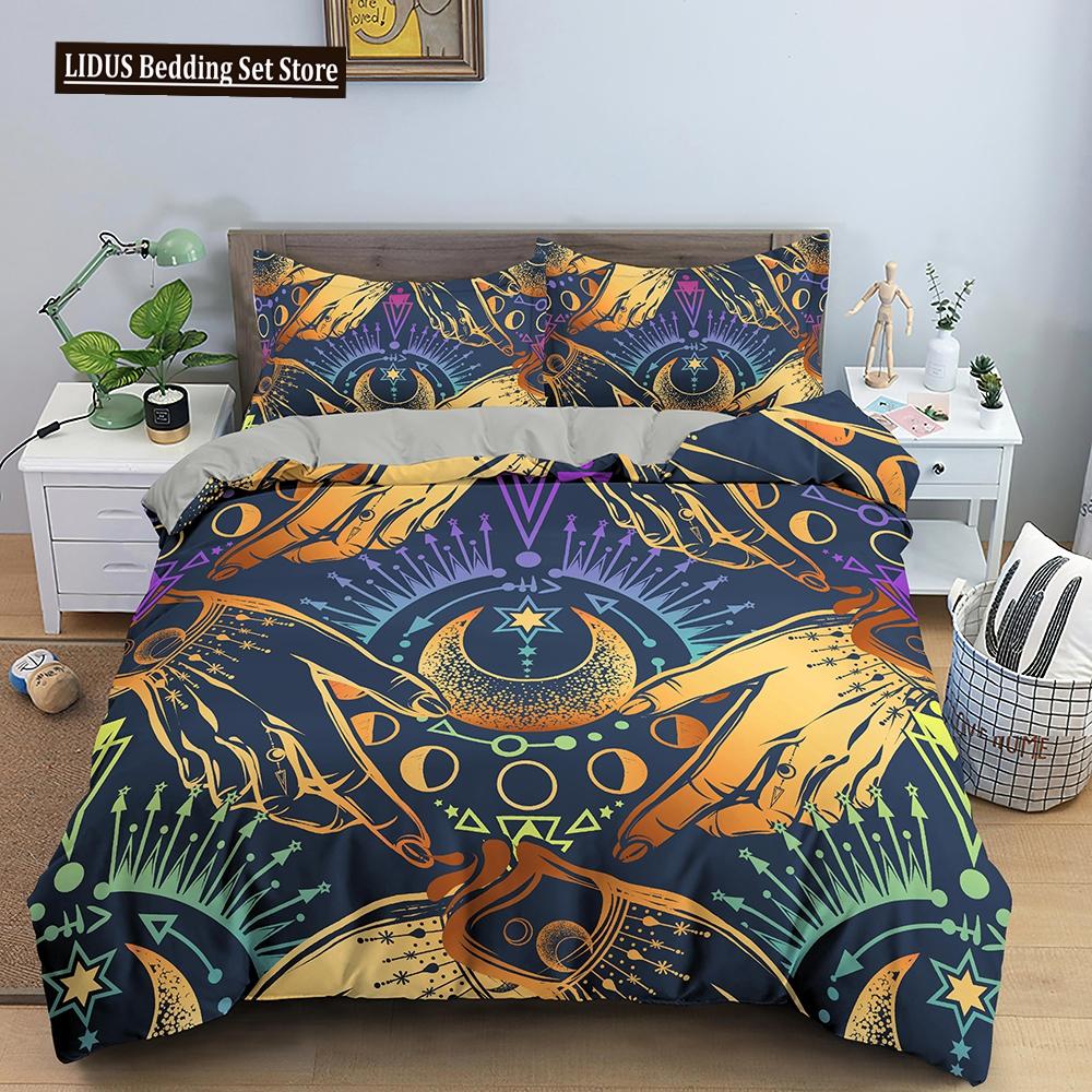 Bohemian Duvet Cover Set Universe Sun And Moon Themed Polyester Comforter Cover King Queen Full Size For Kids Boys Bedding Set
