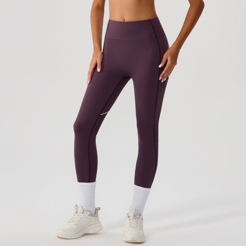 

and American Contrast Color High Waist Yoga Pants Women Outer Wear Running Fitness Pants Tight Stretch Quick-Drying Nude Feel Summer Sweat pants Purple L