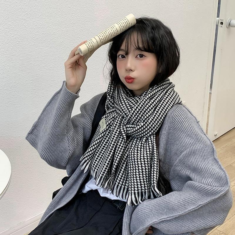 Jesień I Zima Nowy Damski Szal High-End Tysiąca Ptaków Ciepły Szalik Studencki Wszechstronny Szal z Imitacji Kaszmiru