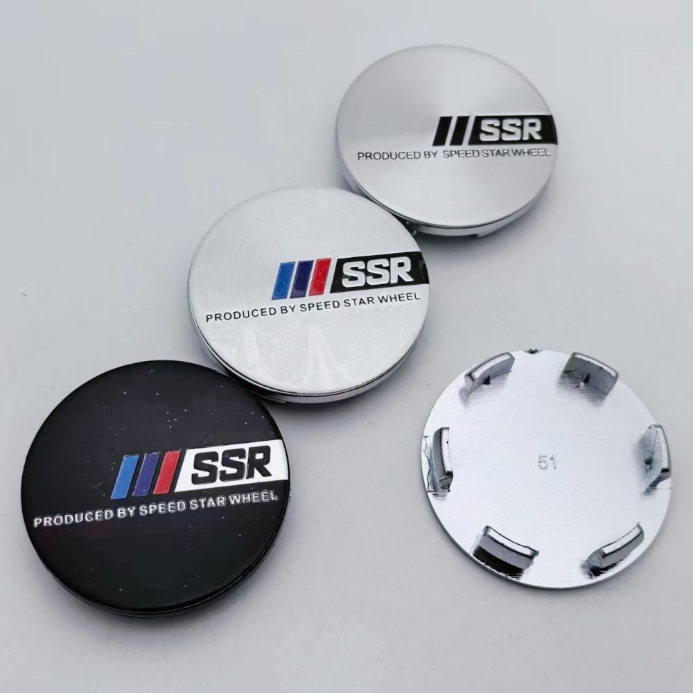 4pcs 51mm 46mm SSR Logo Emblem Badge Car Wheel Center Caps Wheel Hubcaps Rim Hub Center Dust Cover Replace Car Accessories