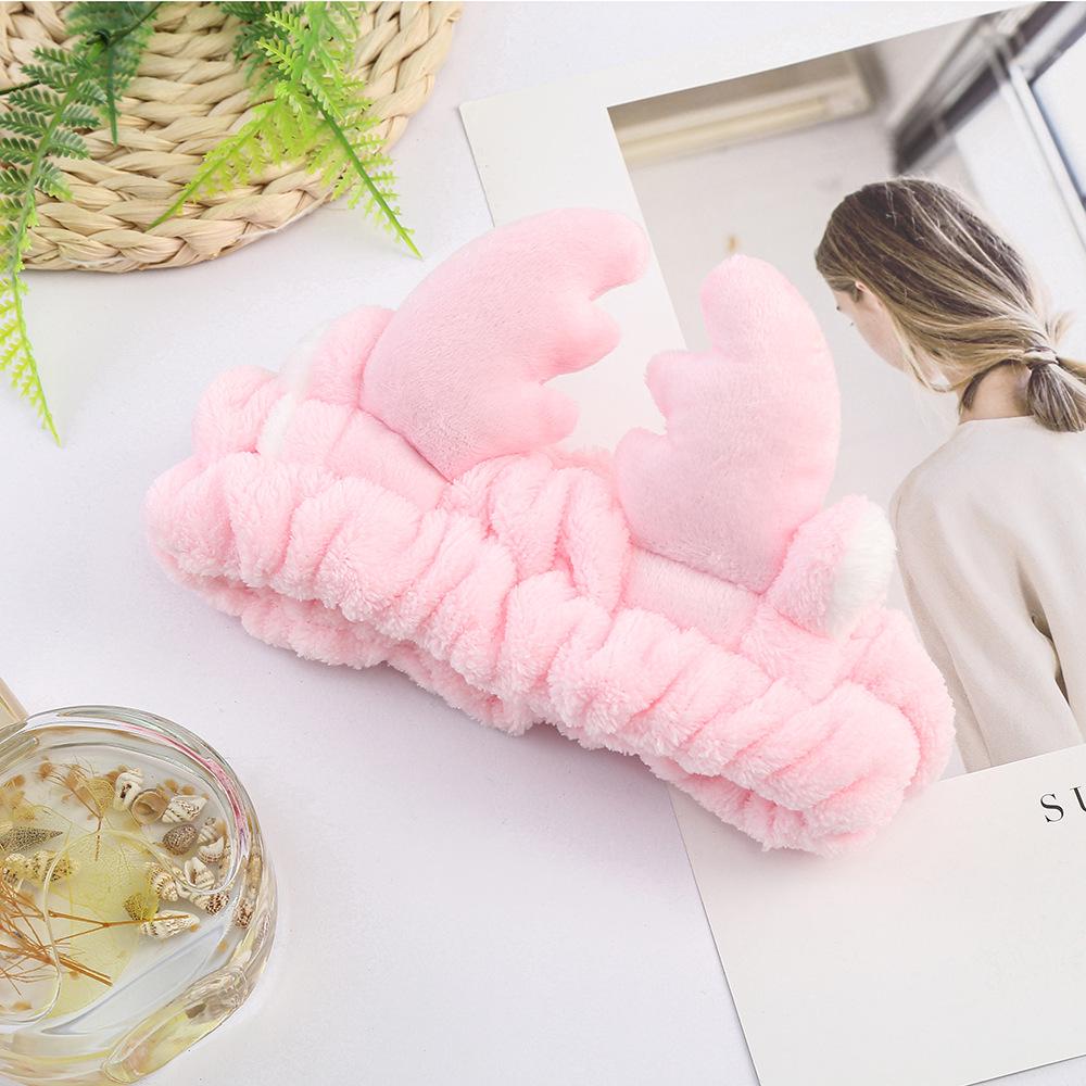 

Рождественский плюшевый ободок с рогами оленя в корейском стиле для женщин розовый