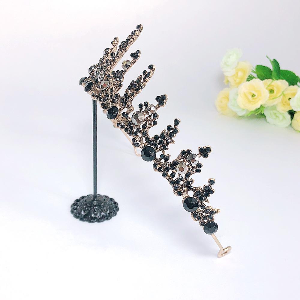 Barokowa Retro Czarna Korona Modowa Tiara Ślubna Bal Maturalny Urodziny Korona Królowej