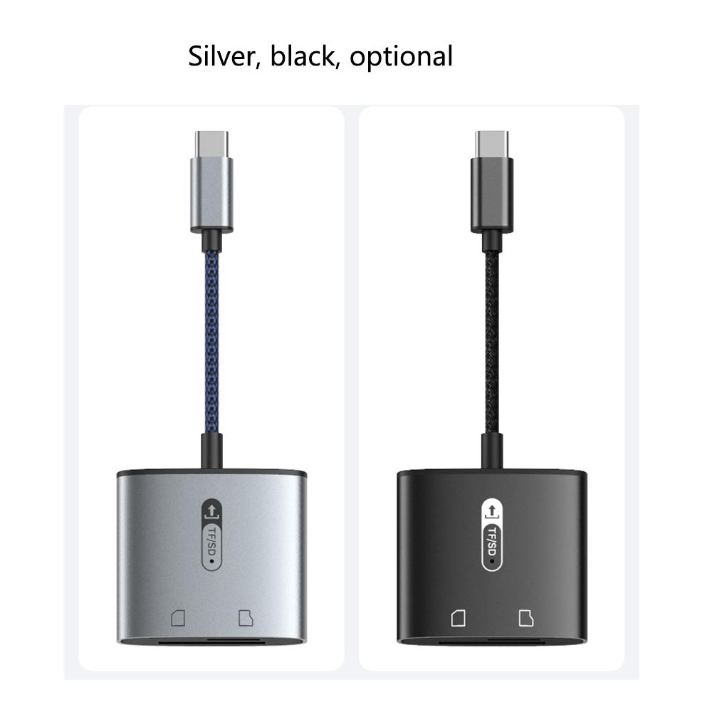 1x Aluminum Type C 2-in-1 Card Reader for SD & TF High Speed Data Transfer Rate