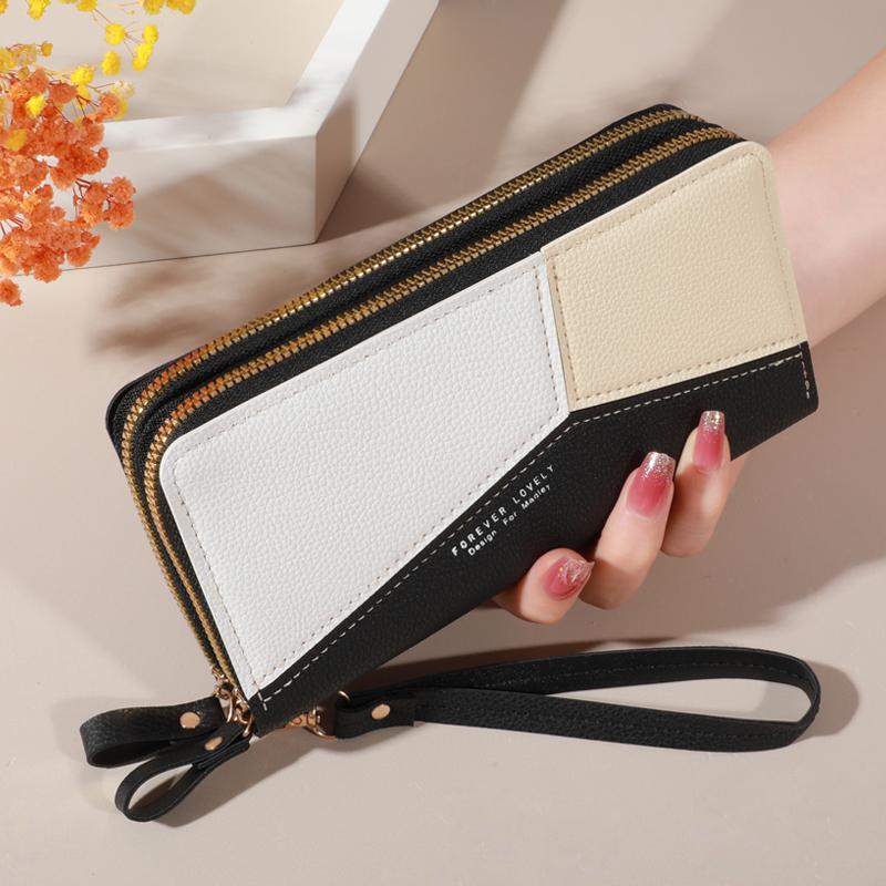 

Lychee patterned Women s Wallet with Double Zipper, Large Capacity Multiple Card Slots, Phone Pouch, Casual PU Leather Clutch Ba