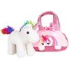 BRUBAKER Regenbogen-Plüsch-Einhorn in einer Handtasche - 20 cm - Plüschtier in einer Tasche - Rosa
