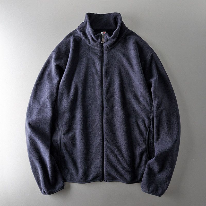 Cut Label Fleece Winter Cardigan Zipper Sweatshirt Outwear Navy blue M