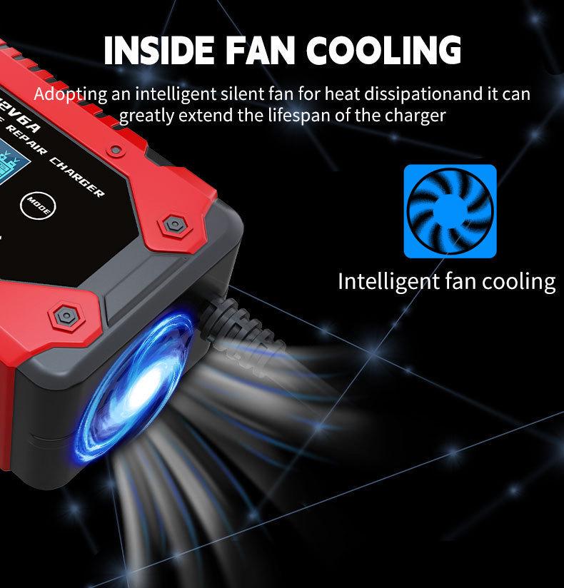 12V Car and Motorcycle Battery Charger, 6A