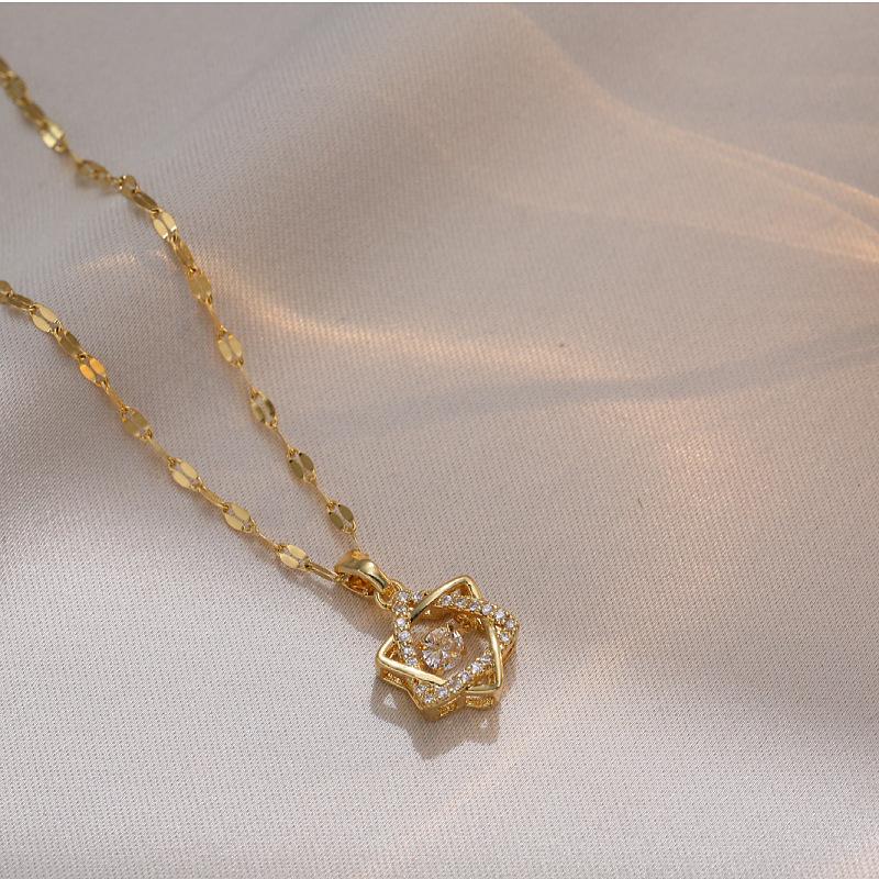 Six-pointed Star Pendant Stainless Steel Necklace Female Clavicle Chain