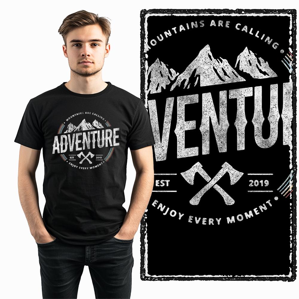 Coolmind YA006 100% Baumwolle Abenteuer-Print Herren T-Shirt exklusiv große Größe Grafik Herren T-Shirt lockeres T-Shirt Herren