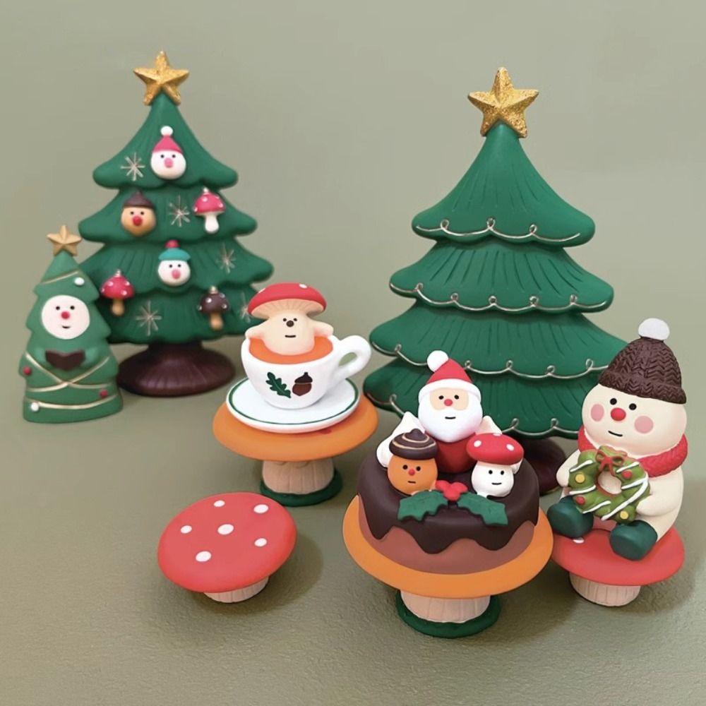 Mushroom Christmas Ornaments Miniature Resin Santa Claus Decoration  Cake Decoration