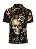 Halloween Men's Short Sleeve Polo Shirt with Flat Digital Print Pattern - No Texture