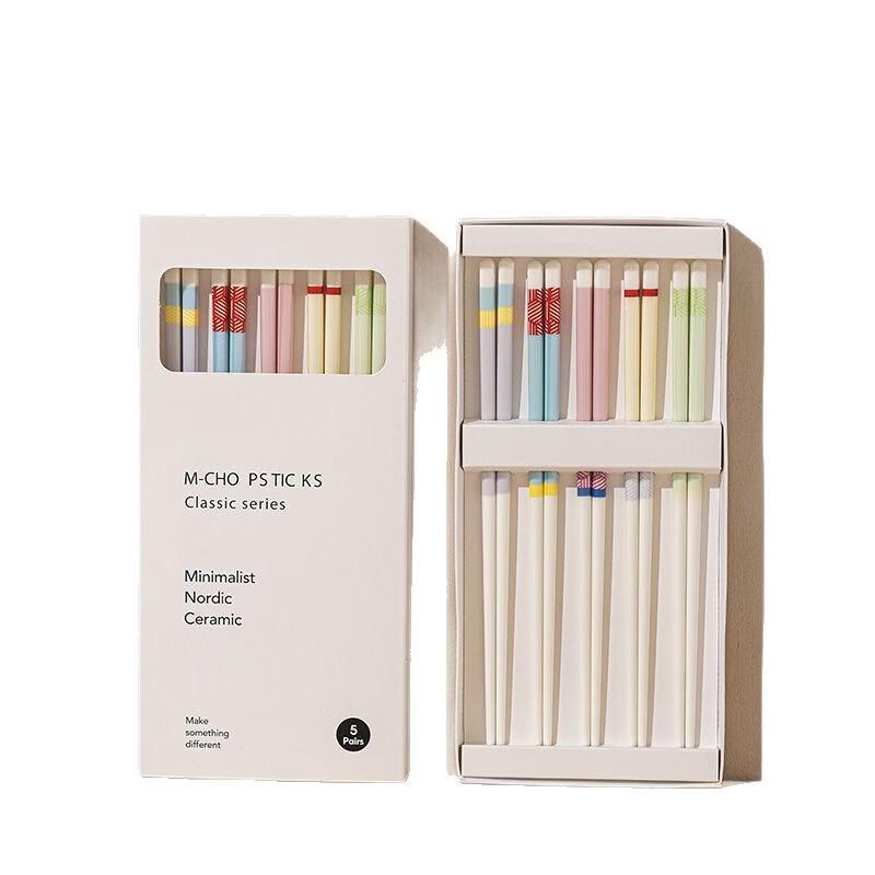 Fashion Color-blocked Ceramic Chopsticks Gift Set