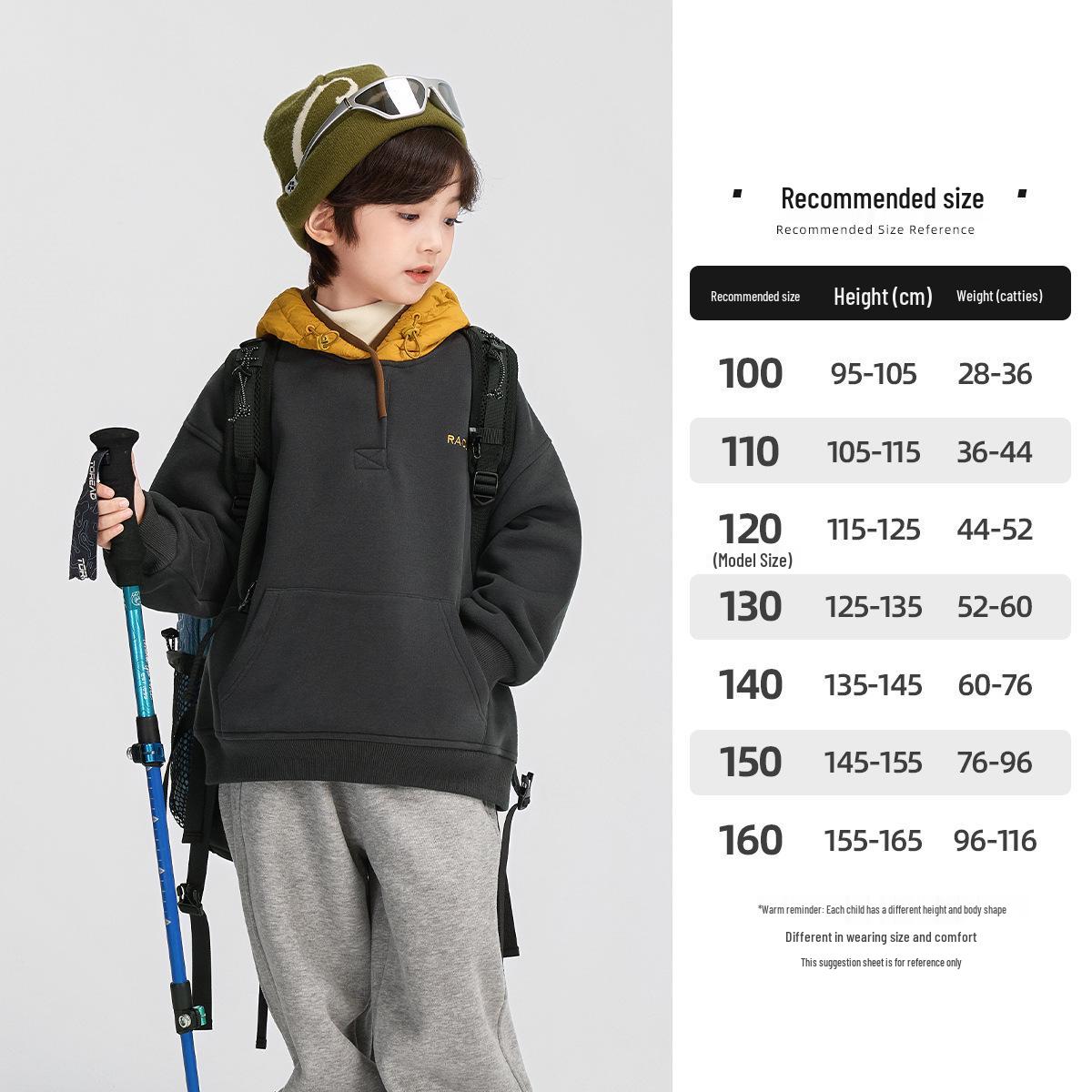 

Fairy Tale Boys Fleece Hoodie - Winter 2025 Thick One-Piece Sweatshirt for Children 130 cm деревне вугілля/сірий колір