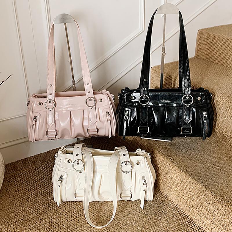 2026 New Street Style Y2K Motorcycle Bag Sweet Cool Shoulder Bag Large Capacity PU Leather Commuter Satchel Casual Handbag