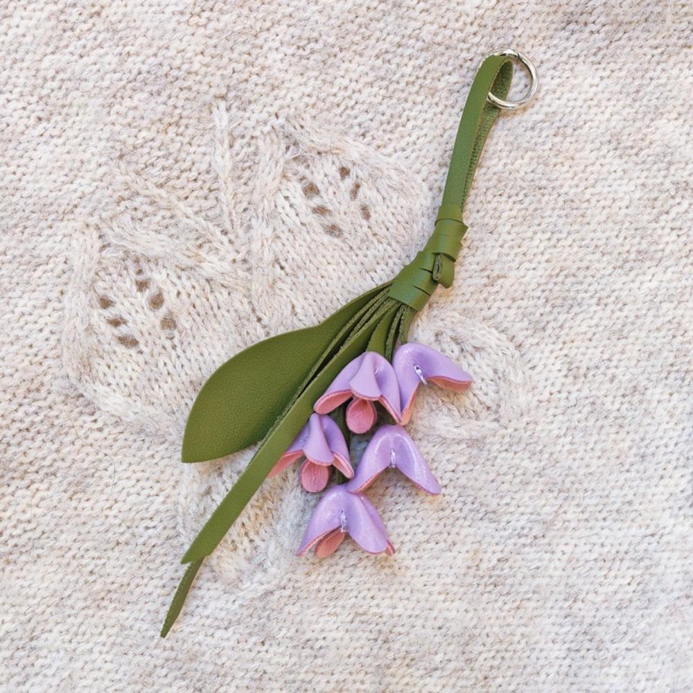 Handmade Flower Pu Keychain Hanger Bag Pendant Lovely Tulip Bouquet Leather Pendant  Women фиолетовый
