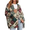 Women's Fashion Long Sleeve Print V-Neck Button Loose Cardigan Top