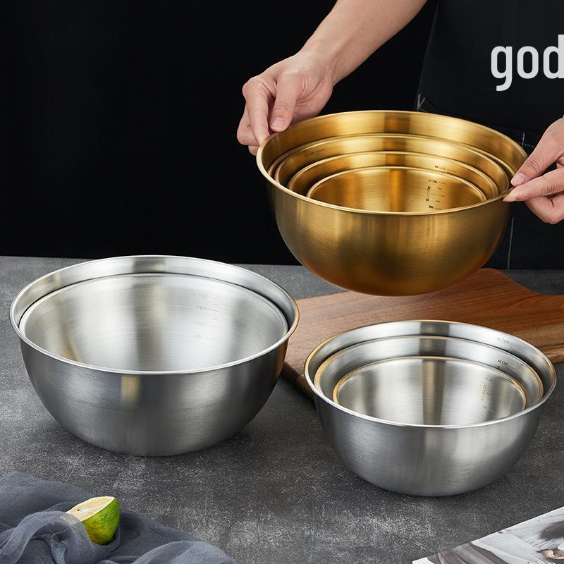 Korean-Style Stainless Steel Multifunctional Bowl: Fruit Salad, Snack Prep, Vegetable Wash, Egg Beating, Ramen Serving 16 cm Bowl