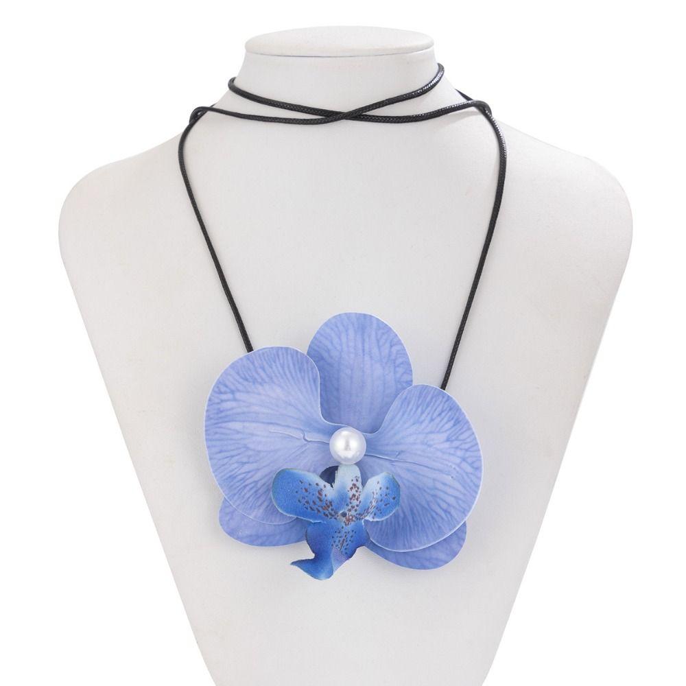 Colorful Butterfly Orchid Clavicle Chain Pearl Korean Style Choker Party