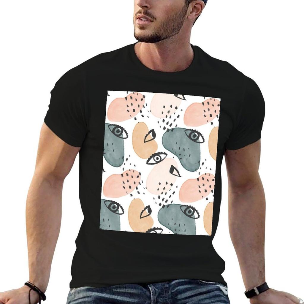 Painterly Eyes Pattern Tshirt Unisex Tshirt Black Cotton Tshirt Plain For Unisex Package T Shirts For Unisex Pack Cotton Tshirt