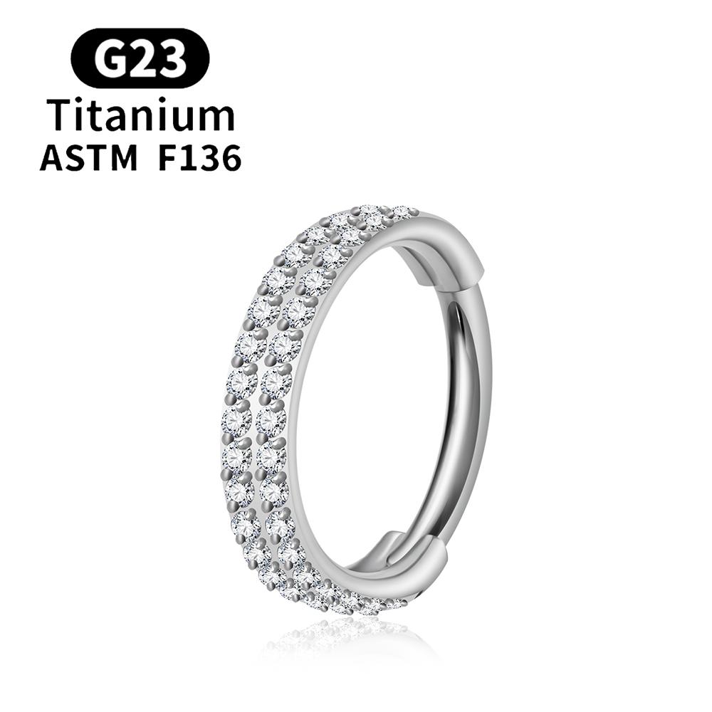 F136 G23 Titanium Nose Ring 16G Hinged Segment CZ Septum Clicke Daith Earrings Hoops Ear Cartilage Tragus Helix Piercing Jewelry