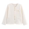 Kaslead New Women clothes Western Style Three Buckles round Neck Knitted Long sleeve Sweater Outerwear Cardigan