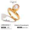 18K Gold Plate Stainless Steel Rings Modern Minimalist Lines Double-layer Hollow Geometric Zircon Open Ring