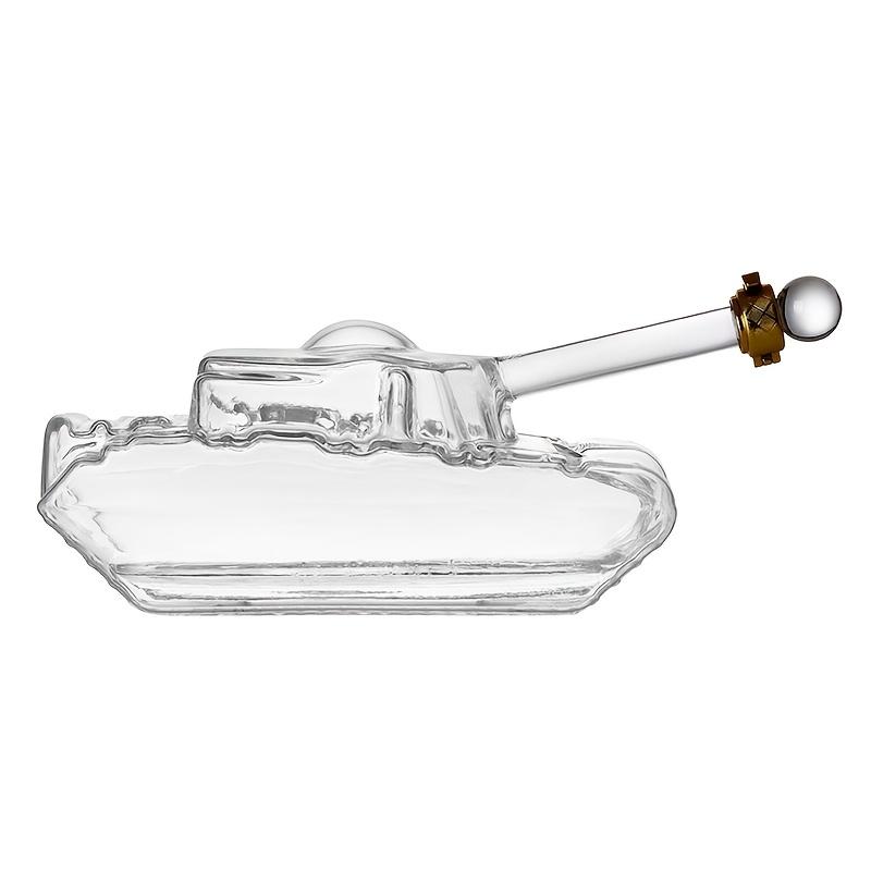 1 33.81 ounce can shaped glass whiskey decanter, crystal clear glass with a gold stopper, suitable for whiskey and vodka, perfect for men's gifts