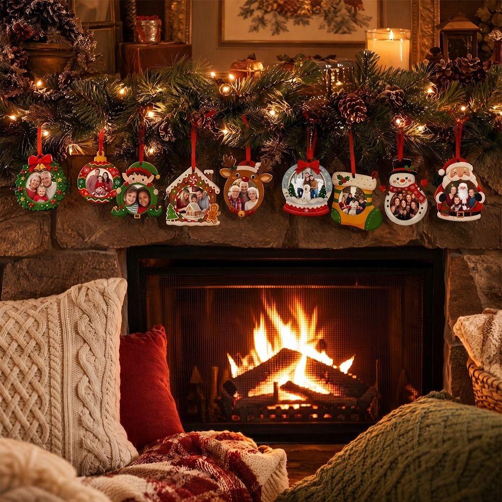 Bulk Set Christmas Photo Frame Hanging Rope DIY Pendant Decoration For Dinner Party