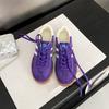 Leather platform purple German training shoes women's 2025 new versatile lace-up casual sports board shoes splicing Forrest Gump shoes women